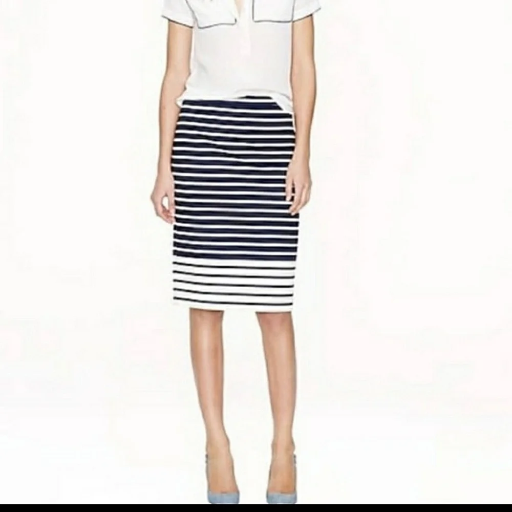J Crew Gradient Stripe Pencil Skirt 8 Colorblock Textured Nautical Yatch Preppy